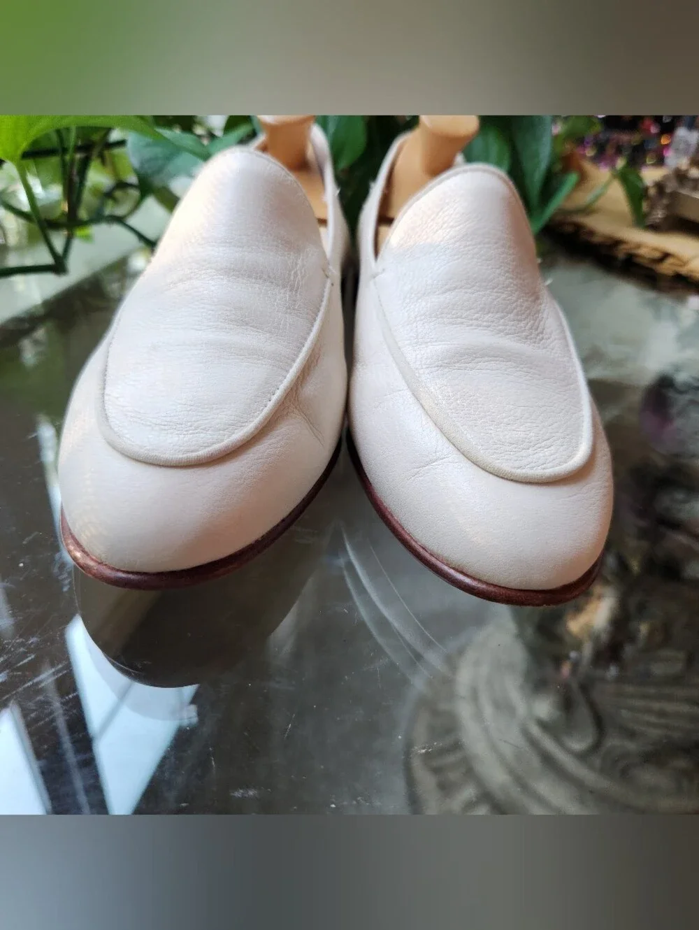 Antonio Melani Fedella Ivory Cream Leather Venetian Slip On Loafers Shoes 6.5
